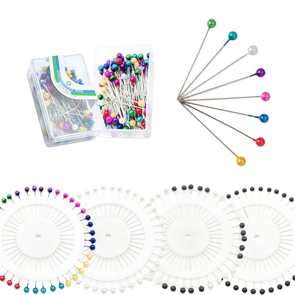 해바라기 진주 컬러 구슬 시침핀 퀼트 재봉 공예 수선 다용도 옷핀 5종 (40P/100P)