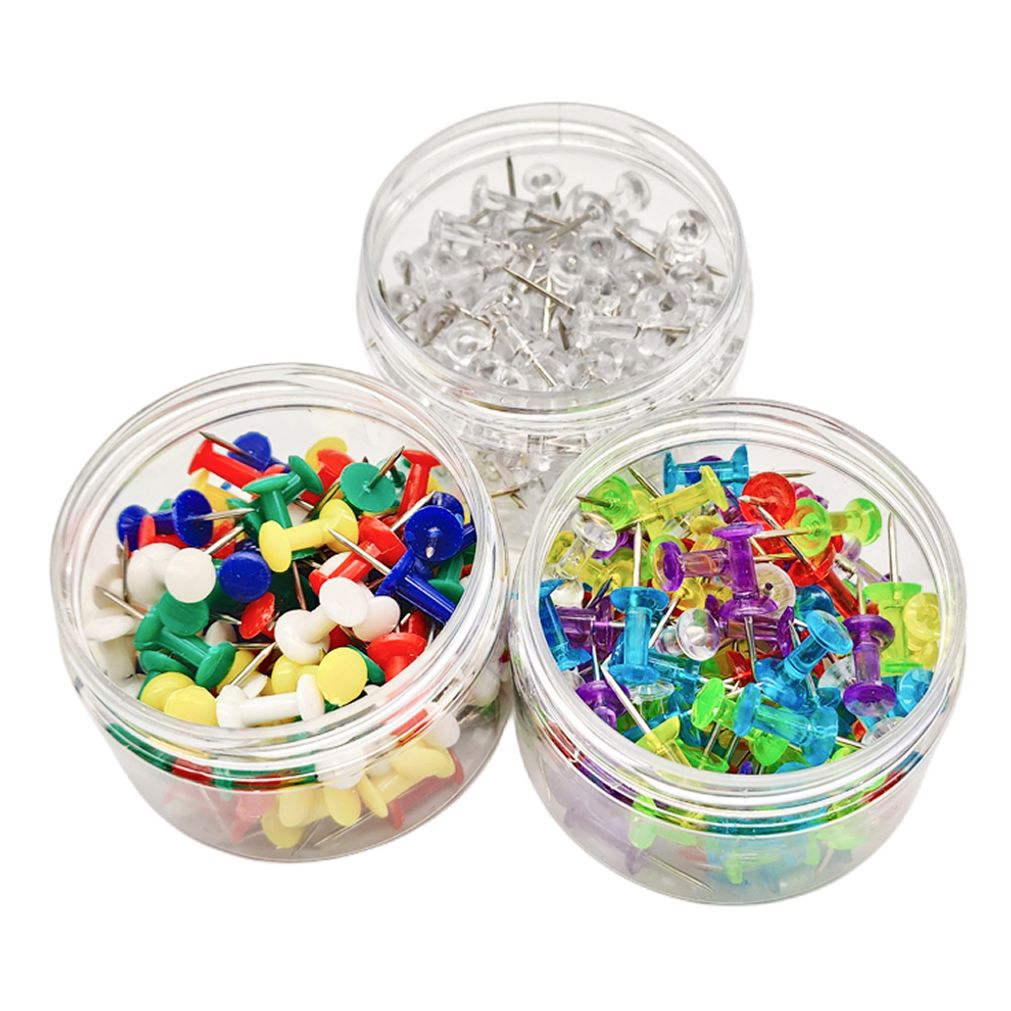 사무용 투명 핀 컬러 장구핀 100P 대용량 압정 3종