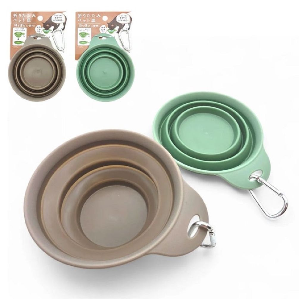 일본직수입 휴대용 접이식 사료그릇 카라비너 세트