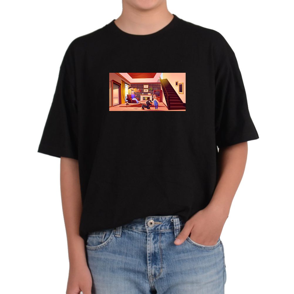 오버핏반팔티 한가로운 오후 거실에 커피한잔 강아지 다양한 색상 사이즈