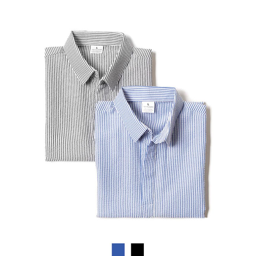 씨어서커 스트라이프 반팔셔츠