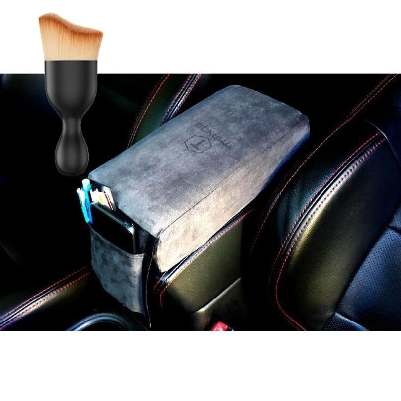 차량용 팔 쿠션 메모리폼 자동차 콘솔 팔걸이 그레이 다용도 먼지 브러쉬 세트