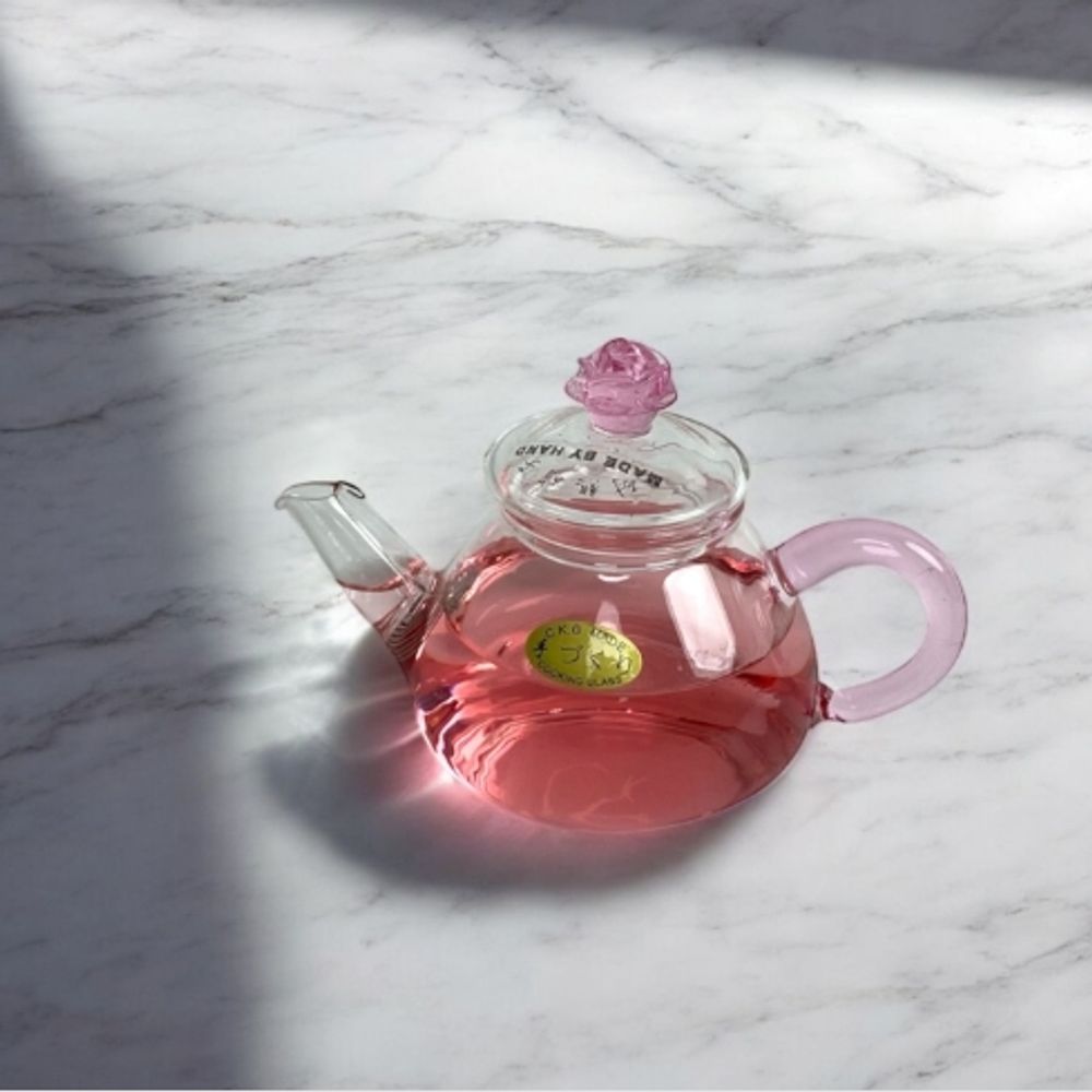 핑크로즈 스프링거름망 유리 다관 차주전자 150ml