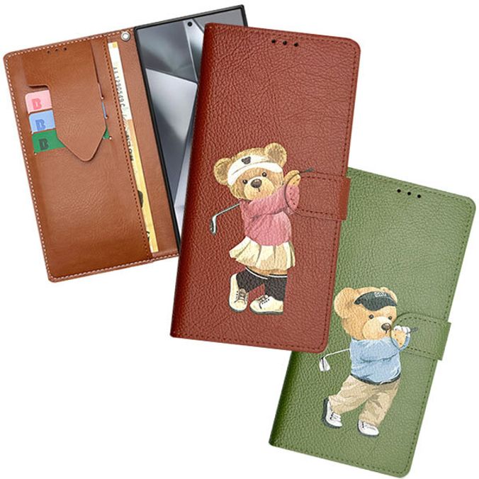 갤럭시 M16 와이드8 테디베어 골프지갑 케이스