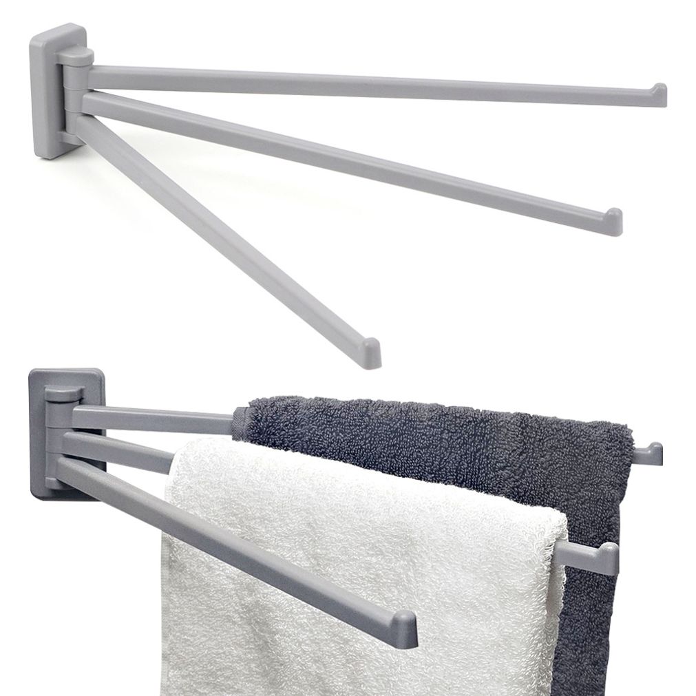 3단 타올 걸이 그레이 무타공 수건 행주 욕실 주방