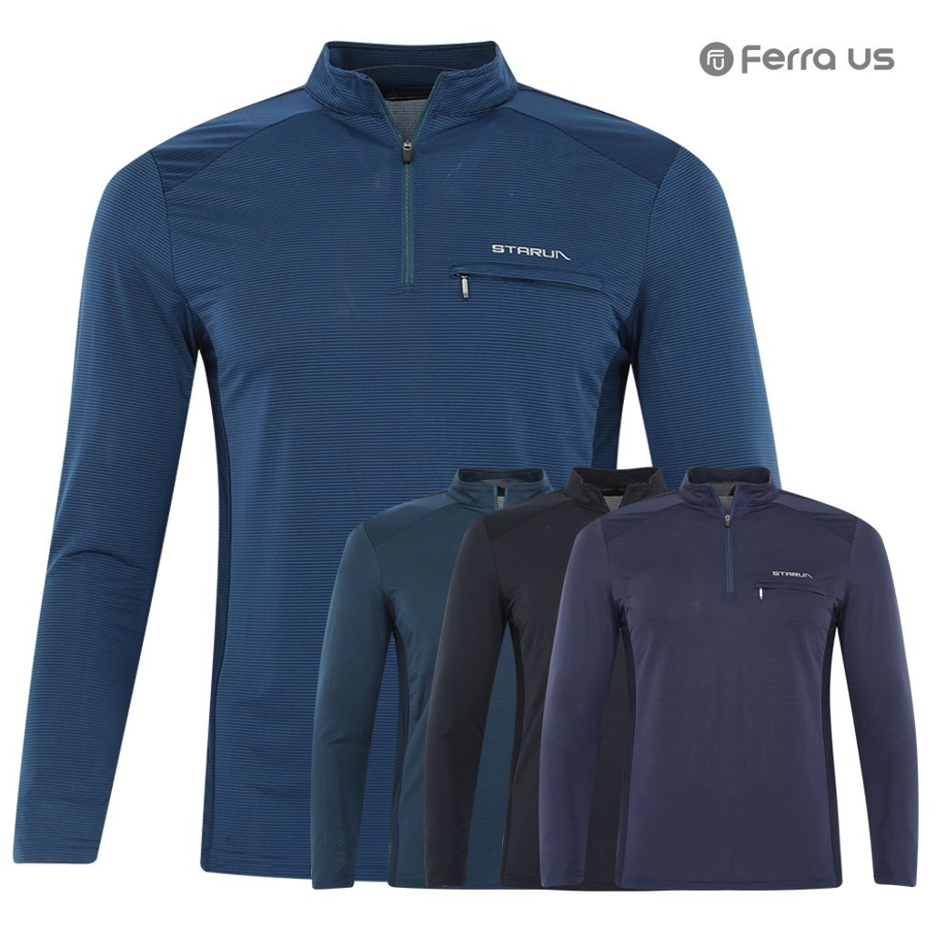 페라어스 남성 소프트 숄더배색 아이스 반집업 등산셔