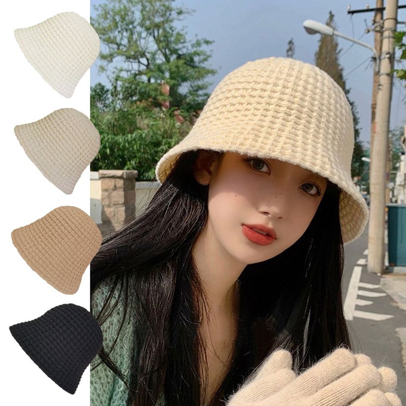 여성 가을 겨울 와플무늬 니트 벙거지 버킷햇 데일리모자