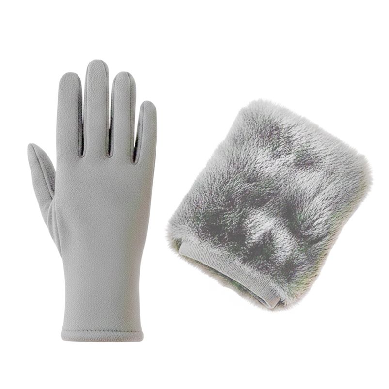 더블 레이어 스웨이드 퍼 스마트 터치 7종 토시 장갑 라이트그레이