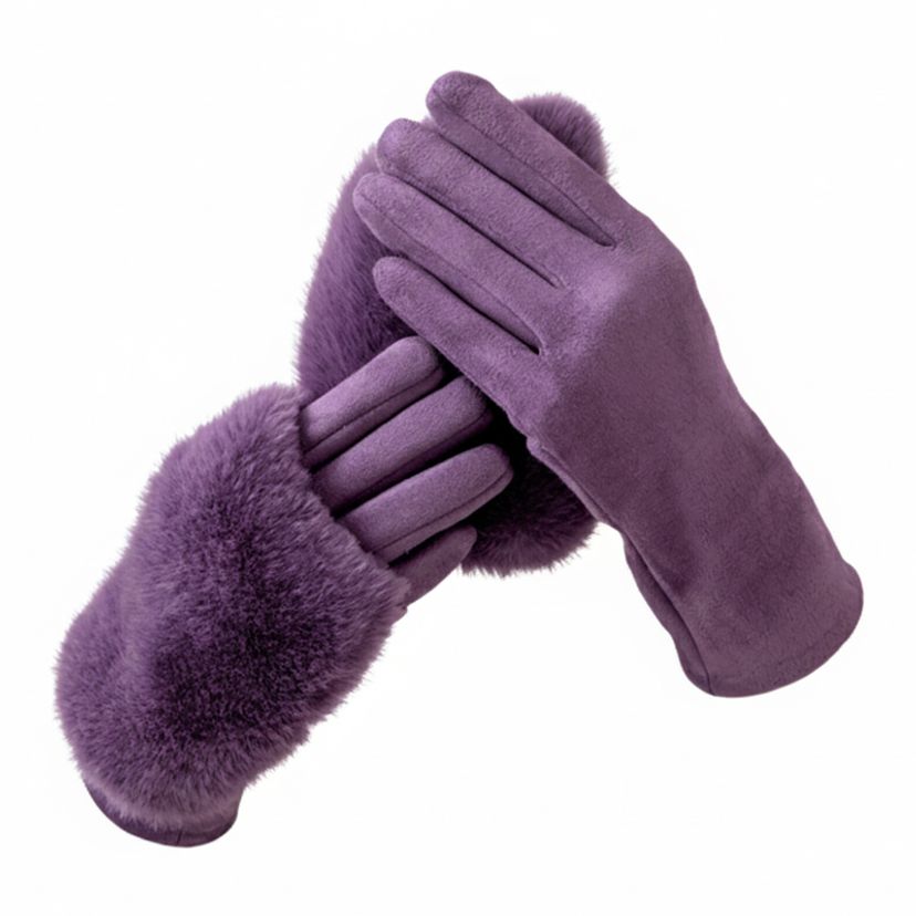더블 레이어 스웨이드 퍼 스마트 터치 7종 토시 장갑 퍼플