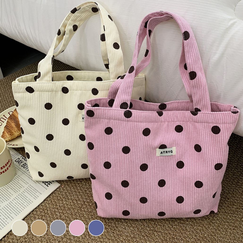 댓센 코듀로이 땡땡이 미니 토트백 SD-260111