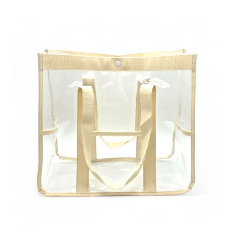 대용량 PVC 방수 비치백 투명베이지