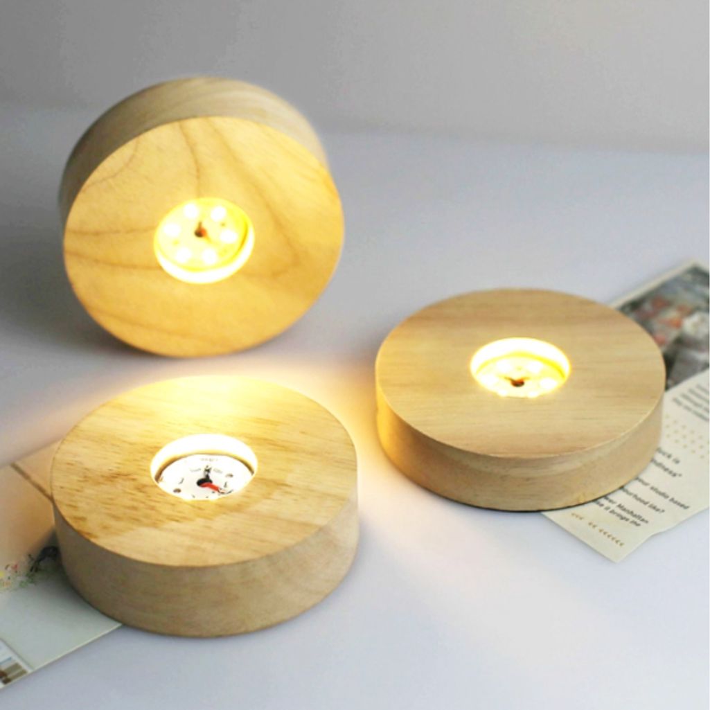 고급 우드 건전지 받침대 수정구받침대 무드등 겸용