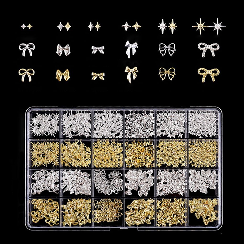 네일아트 포인트 파츠 메탈찡 24 네일스터드 세트 2종