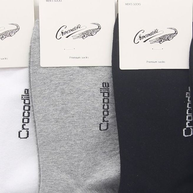 크로커다일 정품 남성 중목양말 3켤레 묶음 무지 데일리 양말 니삭스