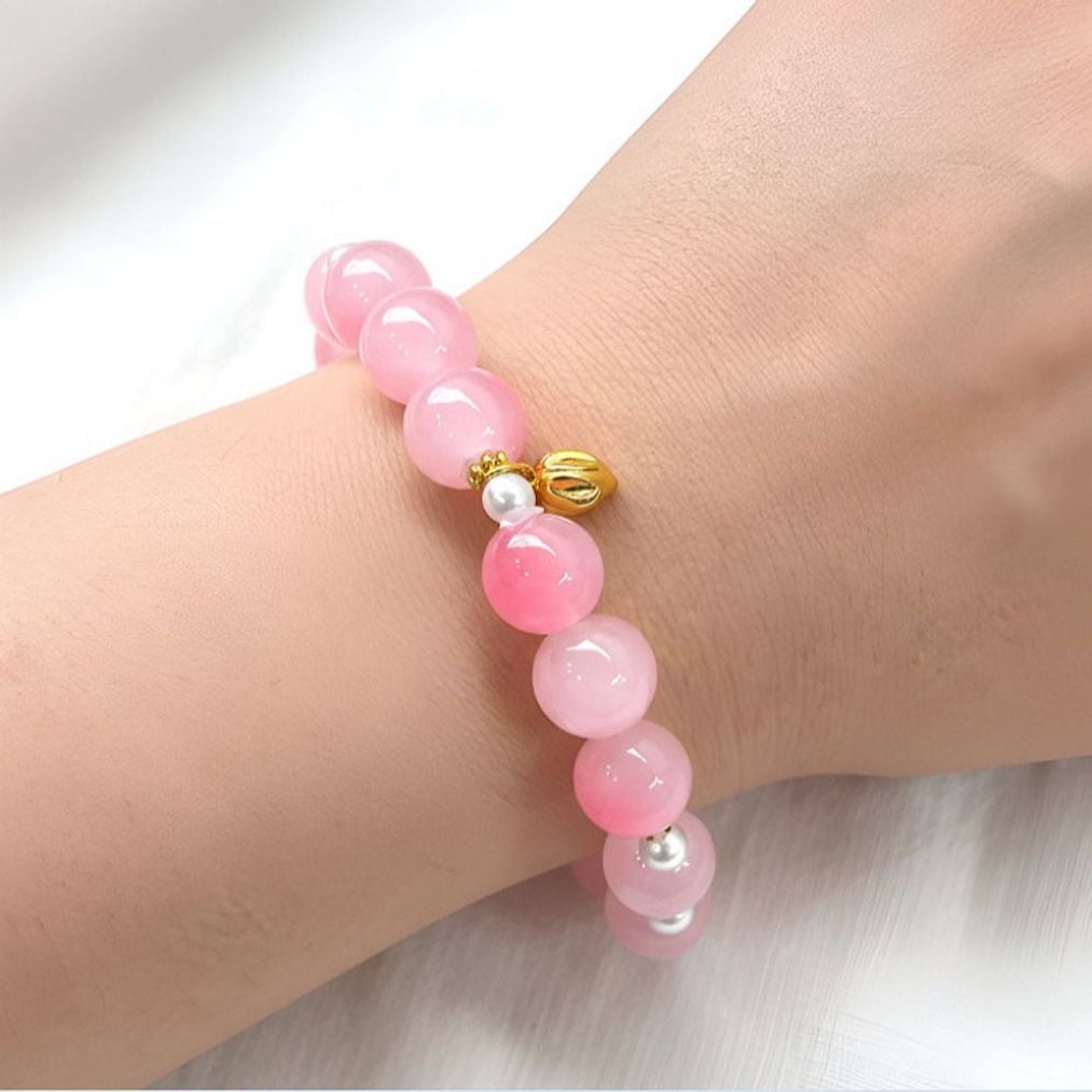 핑크 구슬 염주 팔찌 패션팔찌