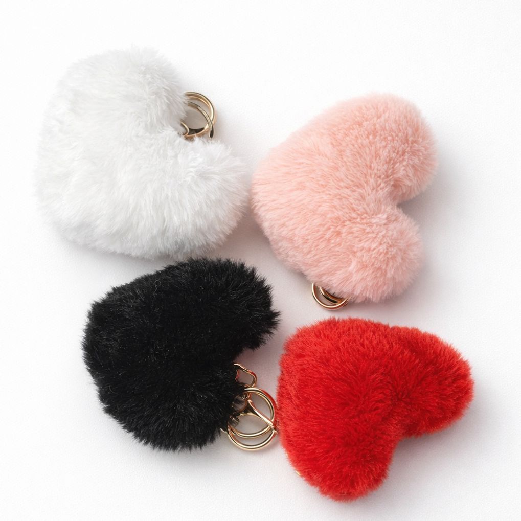 컬러 하트 키링 털 가방 악세사리 키홀더