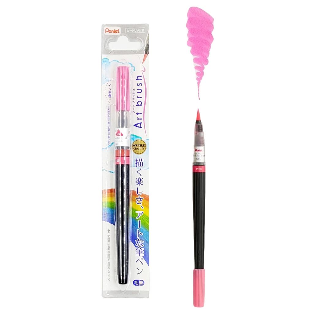 일본산 캘리그라피 컬러 붓펜(핑크) G
