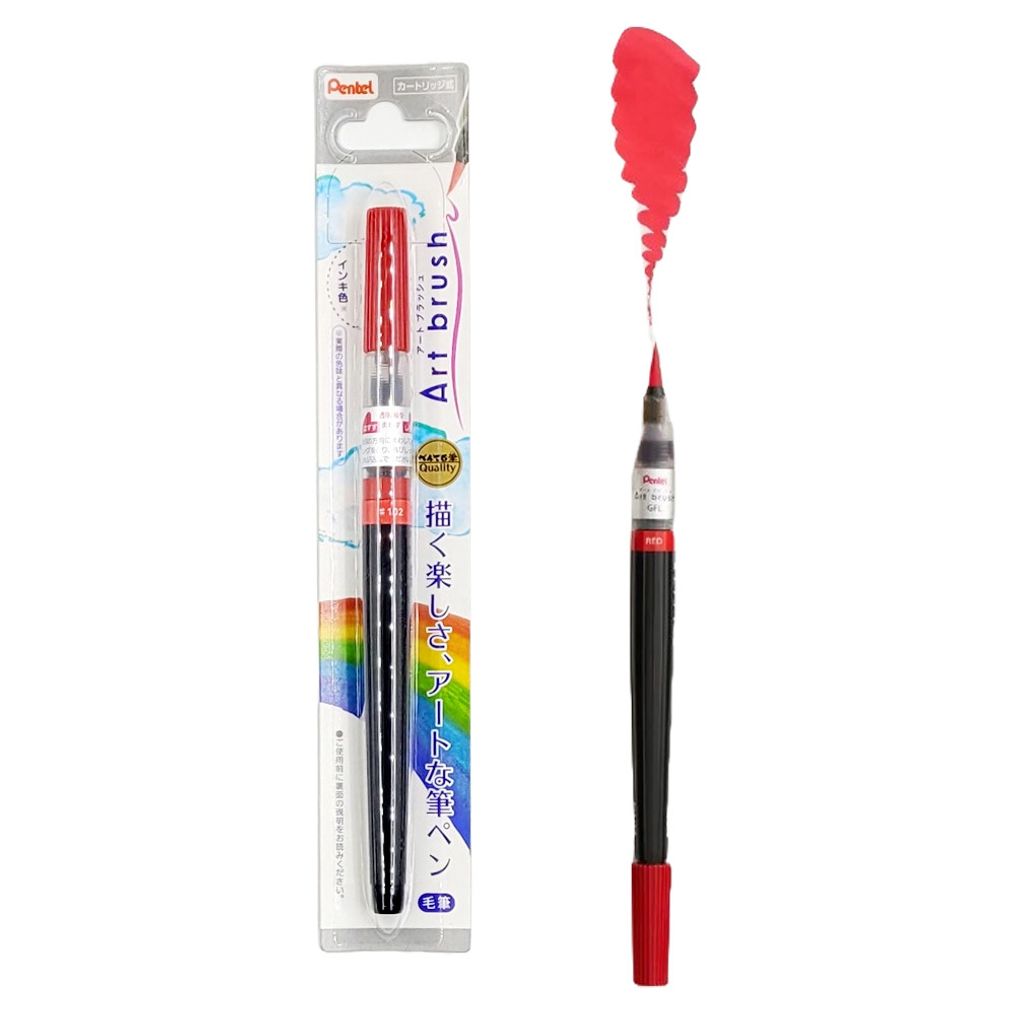 일본산 캘리그라피 컬러 붓펜(레드) G