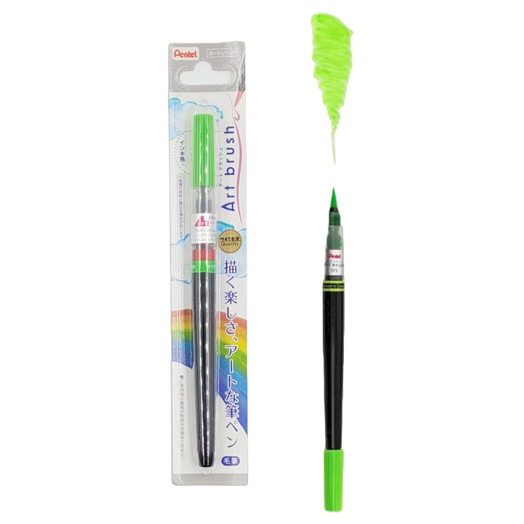 일본산 캘리그라피 컬러 붓펜(라이트그린) G