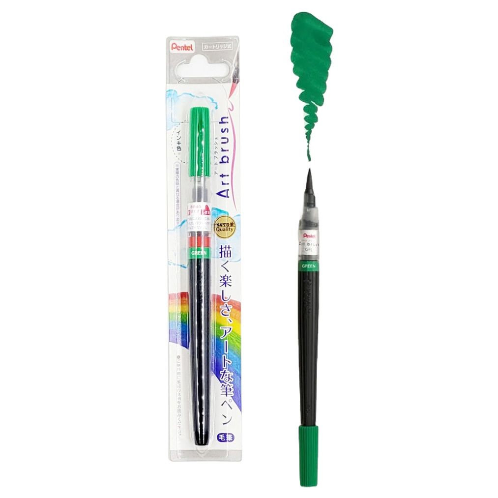 일본산 캘리그라피 컬러 붓펜(그린) G
