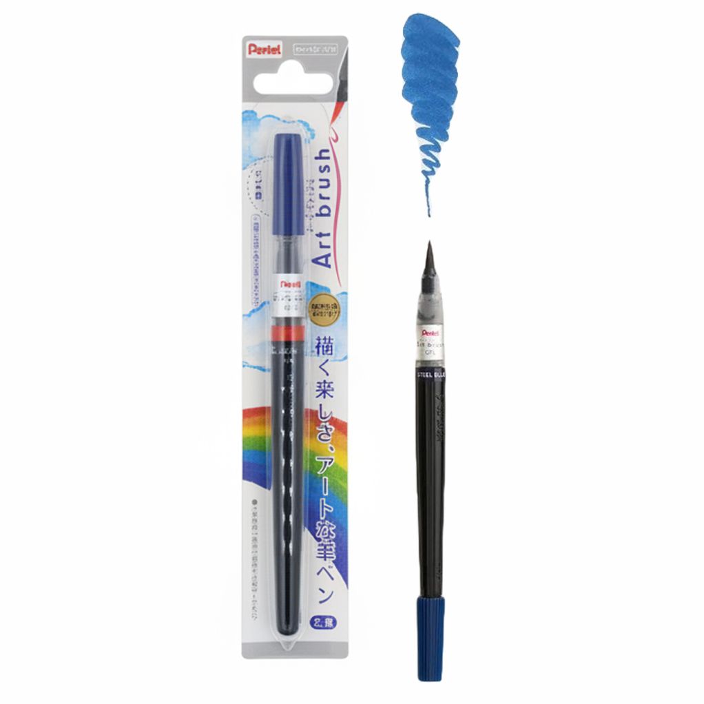 일본산 캘리그라피 컬러 붓펜(스틸블루) G