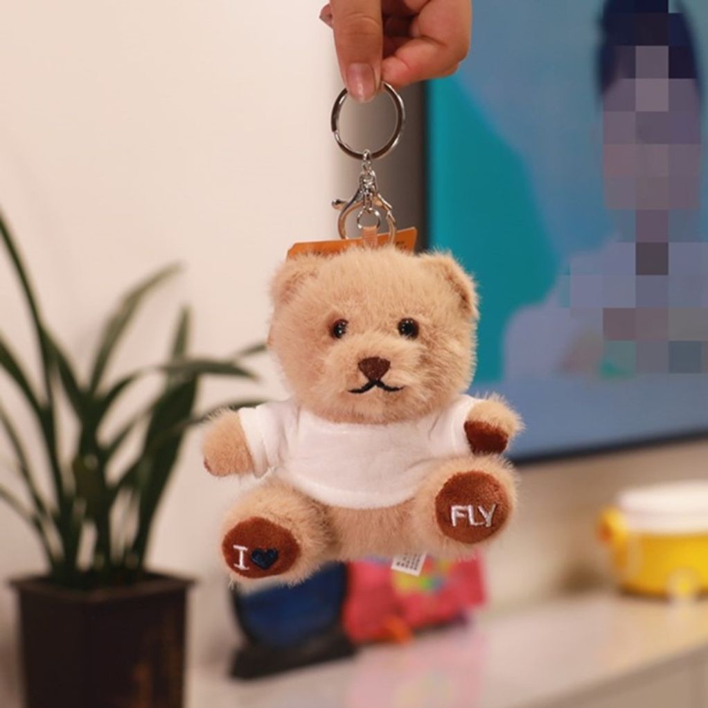 유니크한 자수 포인트 맨투맨 곰돌이 키링 핸드백