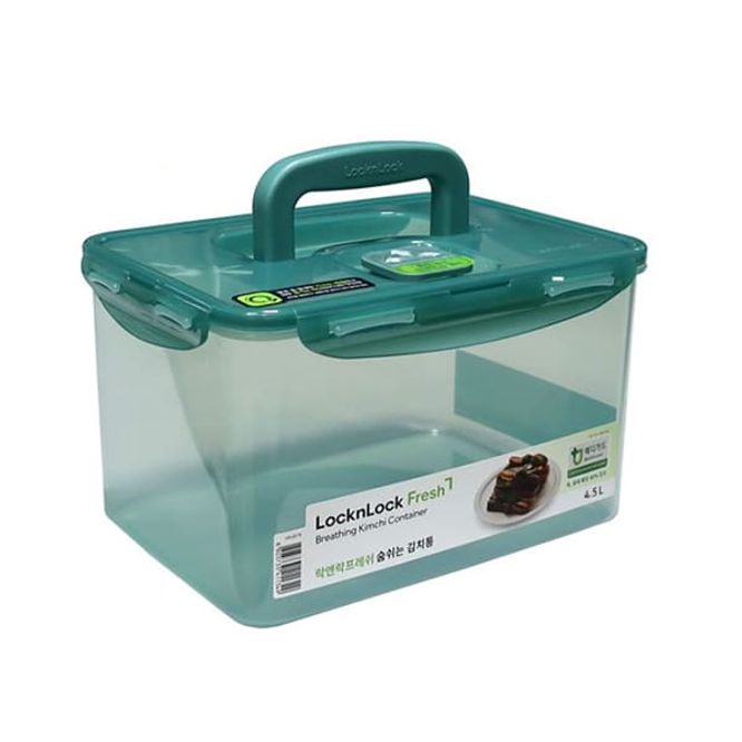 락앤락 김치통 밀폐용기 냉장고 숨쉬는 김치 반찬통 용기 4.5L 그린 1P