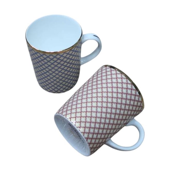 패턴 도자기 머그컵 가정 카페 커피잔 물컵 머그잔 블루 레드 2p