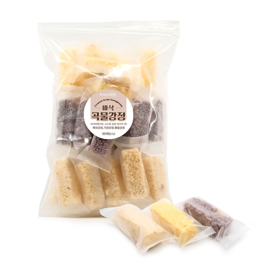 킴스팜팜 바삭 곡물강정 30개입 흑미/기장/메밀 210g 과자 간식