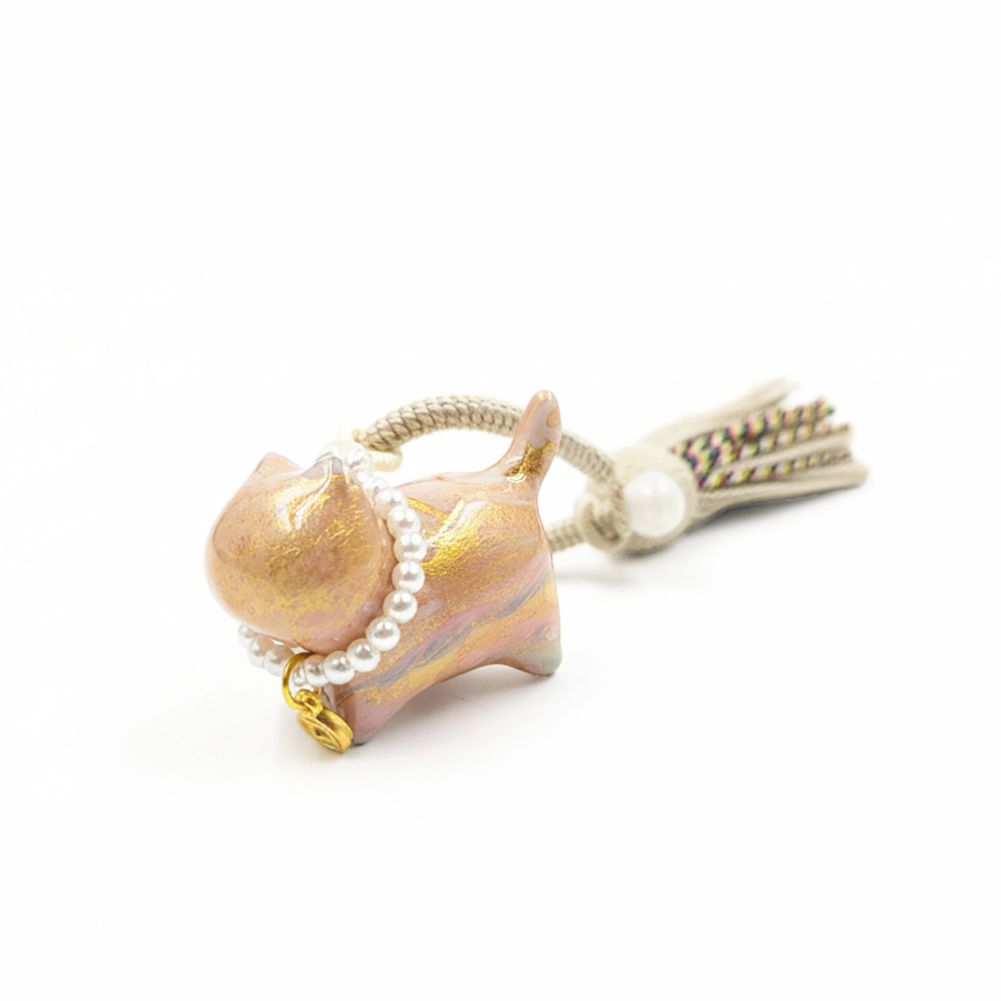 세라믹 마블링 고양이 키링(베이지) G