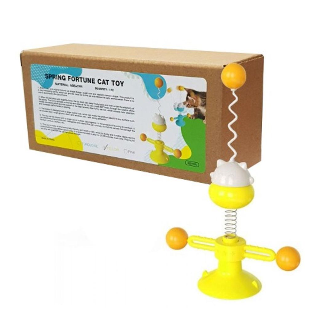고양이 흡착식 회전놀이 스프링장난감(옐로우)