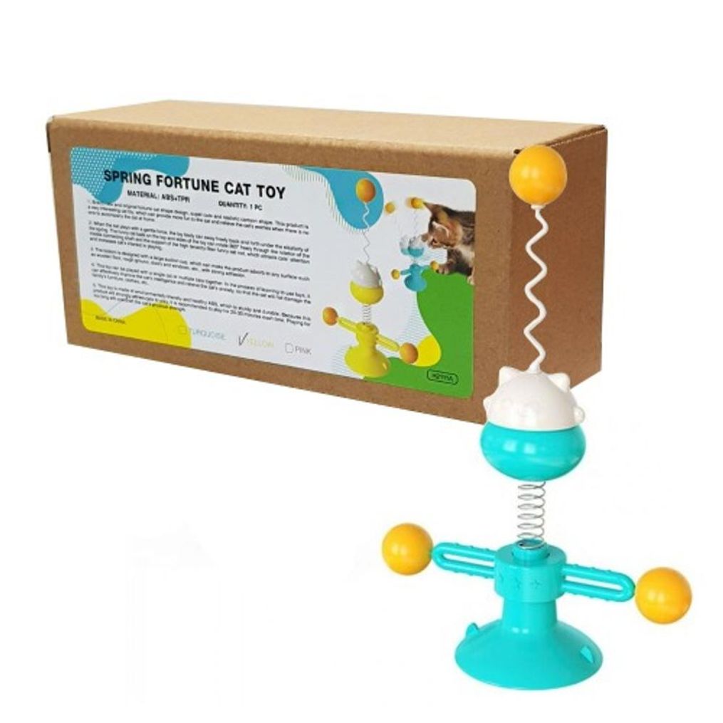 고양이 흡착식 회전놀이 스프링장난감(블루)
