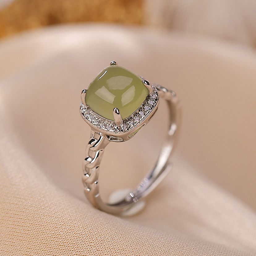 아벤츄린 그린 연옥 실버 S925 트위스트 밴드 실버링