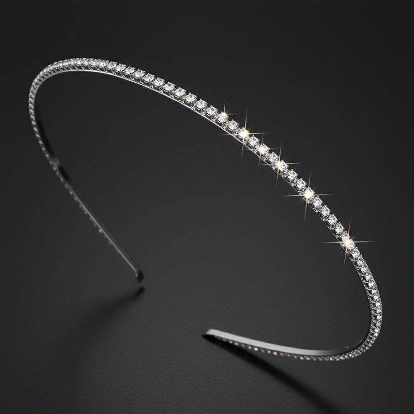 3mm 10mm 지르코니아 실버 큐빅 레이어드 심플 머리띠