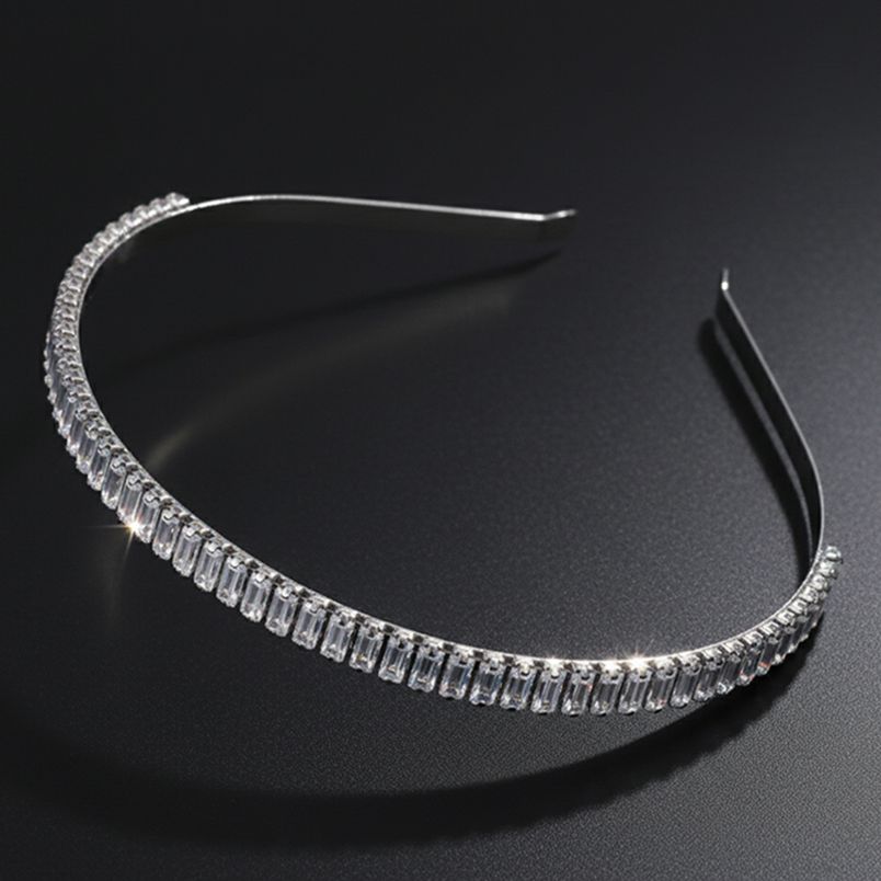 10mm 3mm 지르코니아 실버 큐빅 레이어드 심플 머리띠