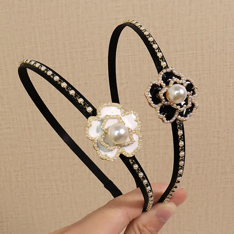 클래식 진주 지르코니아 로얄 까멜리아 장미 머리띠