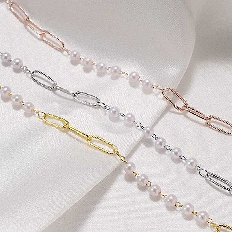 럭셔리 무드 진주 믹스 체인 콤비 2way 안경줄 마스크걸이