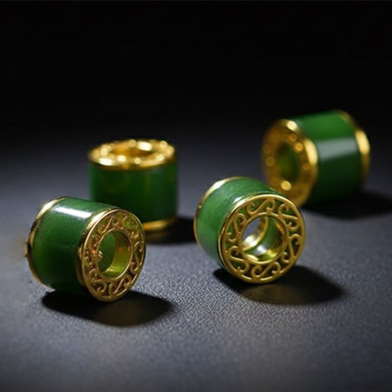 3D 배럴 쉐입 그린 네프라이트 비취 헤리티지 펜던트