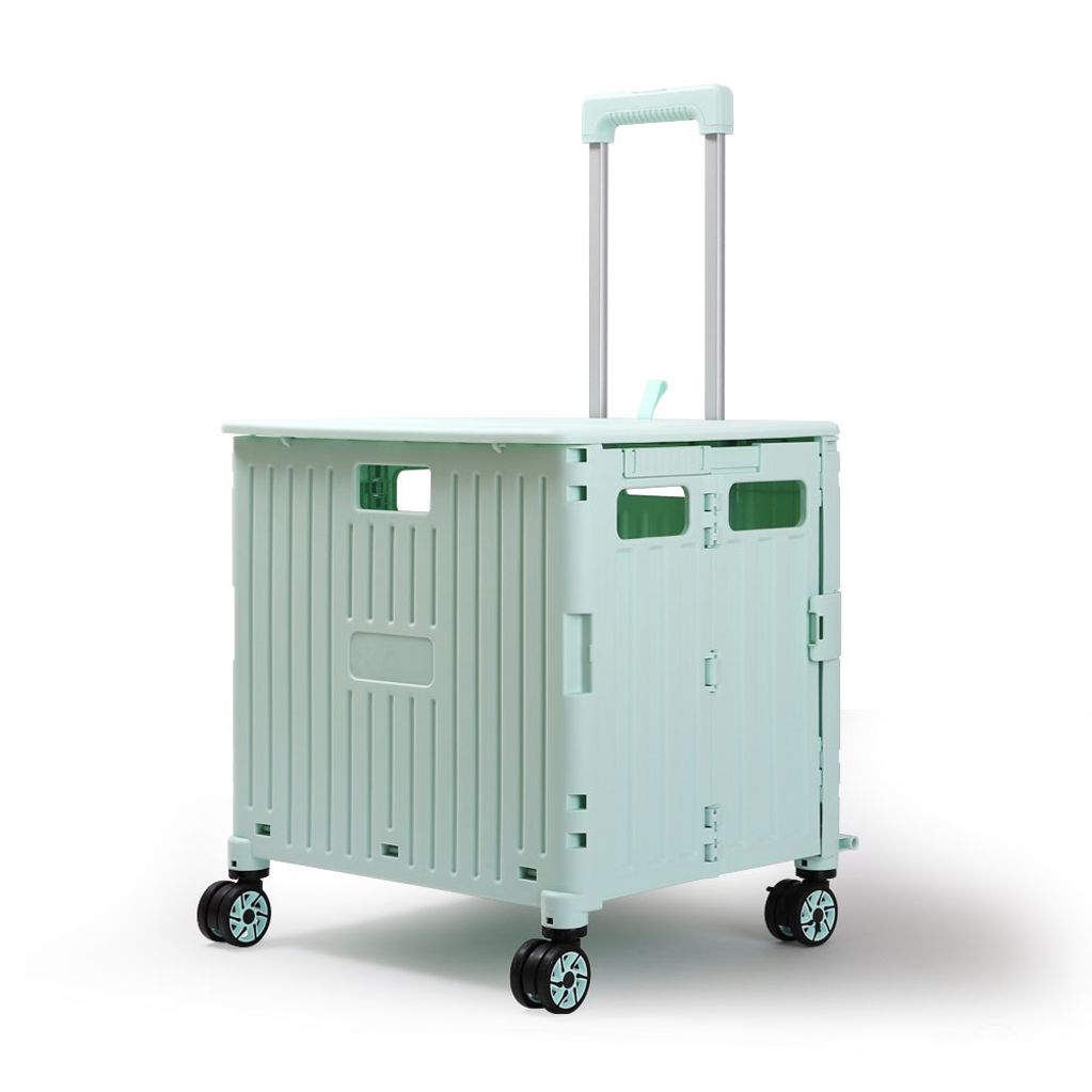 와룡 접이식 이동식 장바구니 캠핑카트 캐리어 대형(각도조절) 65L WYC003 색상 민트