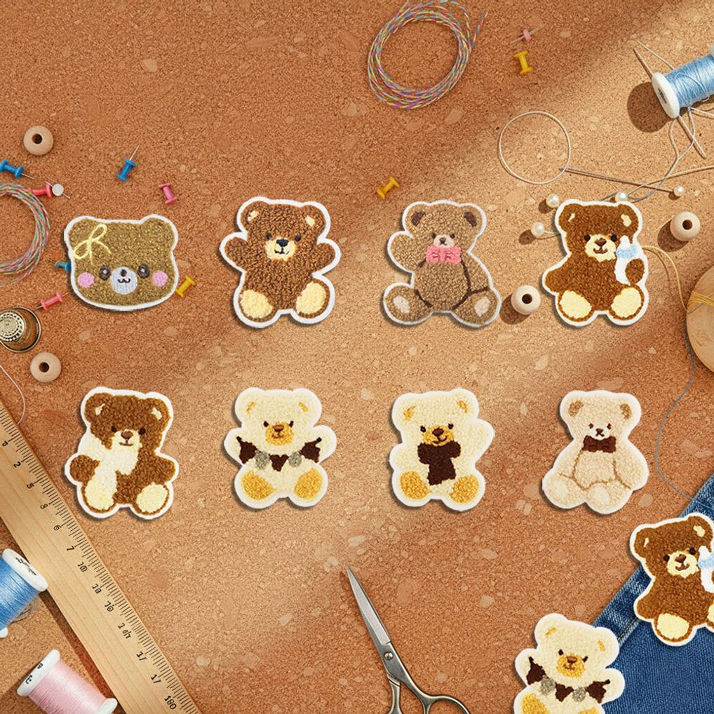 패브릭전용 열부착패치 테디베어(T) 8개세트 G