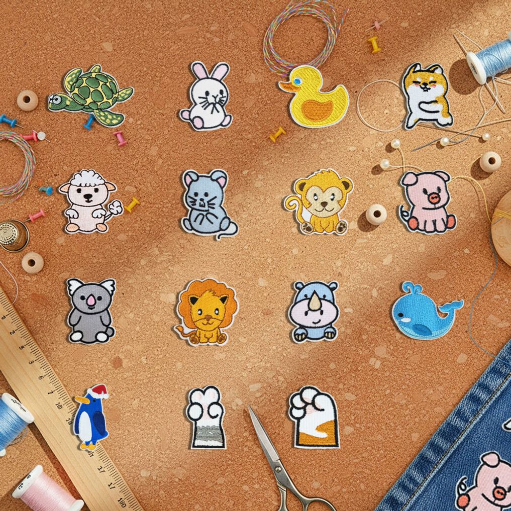 패브릭전용 열부착패치 애니멀(A) 15개세트 G