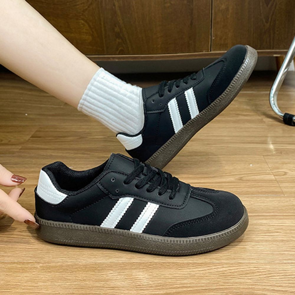 스트라이프 더블 배색 여성 2컬러 스니커즈