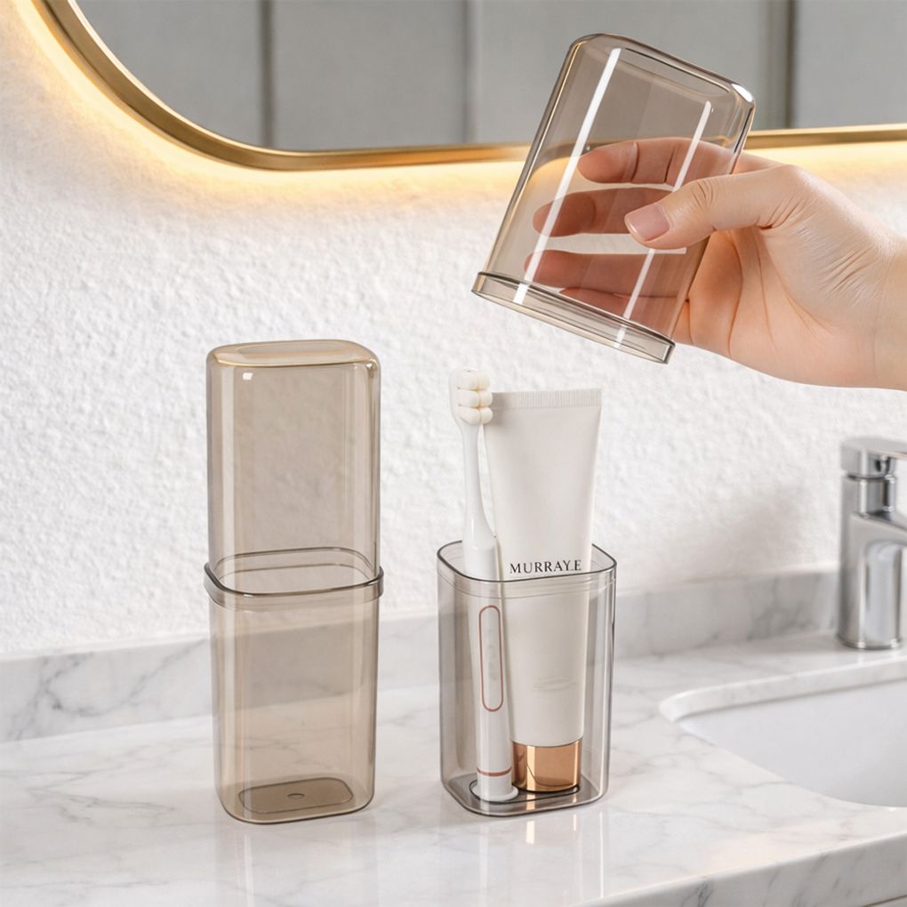 슬림형 휴대용 칫솔통 투명 위생 보관통