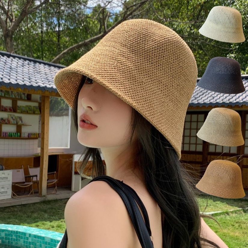촘촘한짜임 둥근쉐입 통기성 빈티지 여성모자 버킷햇