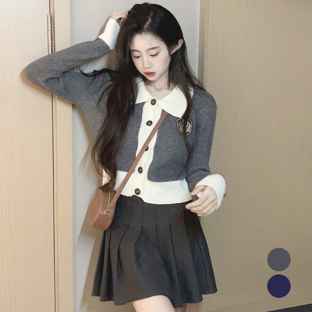 타마크 버튼장식 와펜 카라 가디건 SD-260142