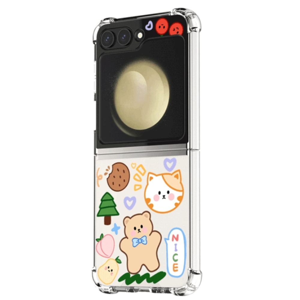 핸드폰 Z플립 보호 케이스 나이스 쿠키 캣독 캐릭터