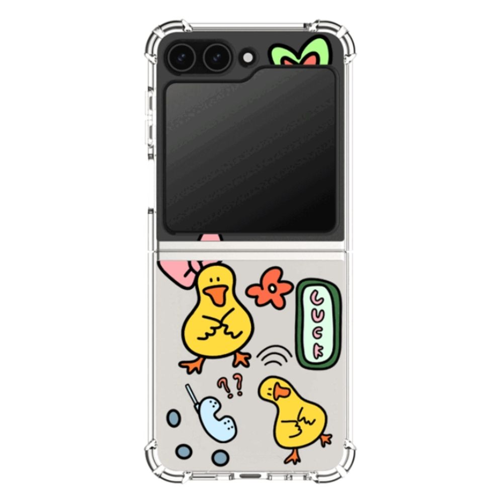 핸드폰 Z플립 보호 케이스 럭키 오리 플라워