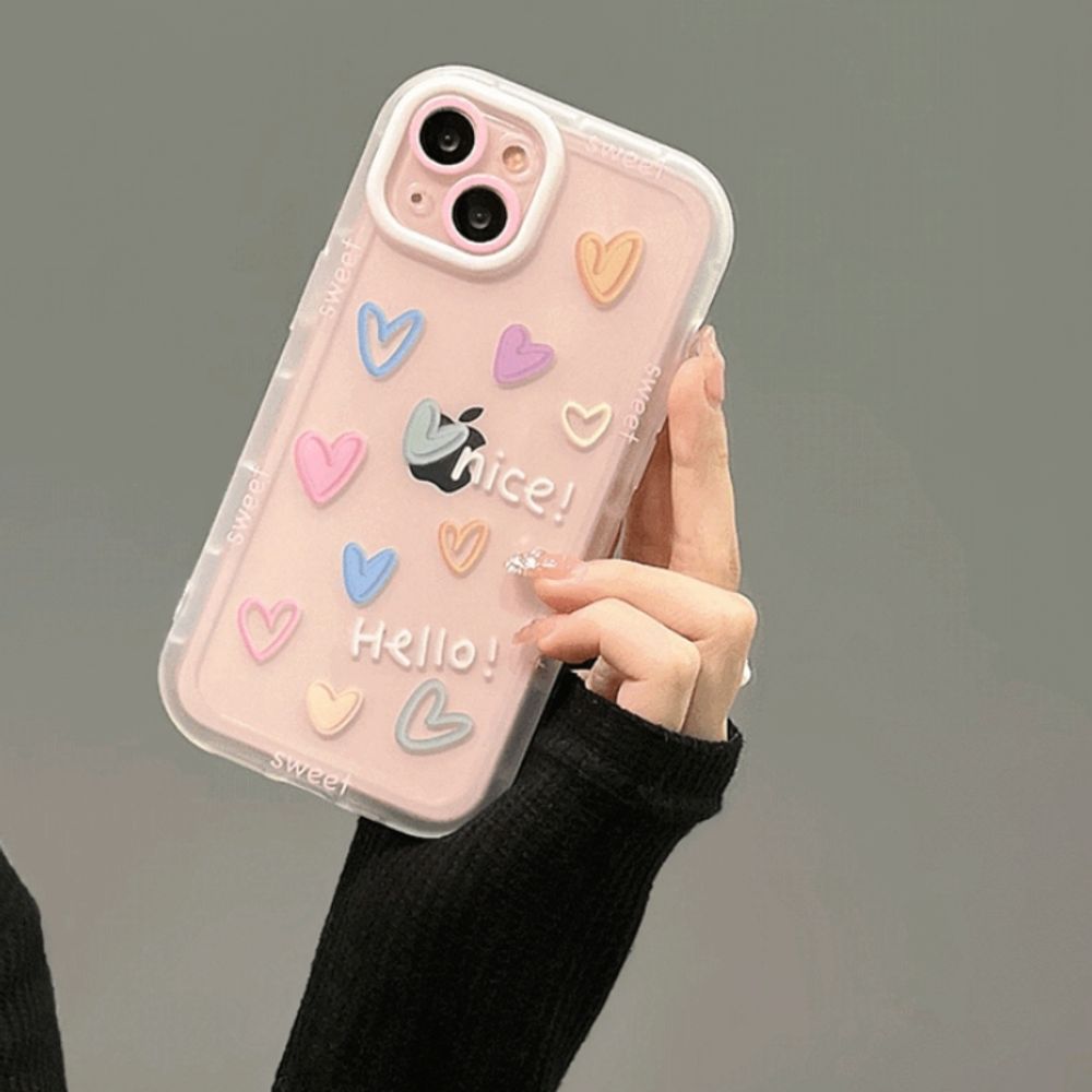 핸드폰보호 아이폰 케이스 그래피티 컬러 러브 하트 투명