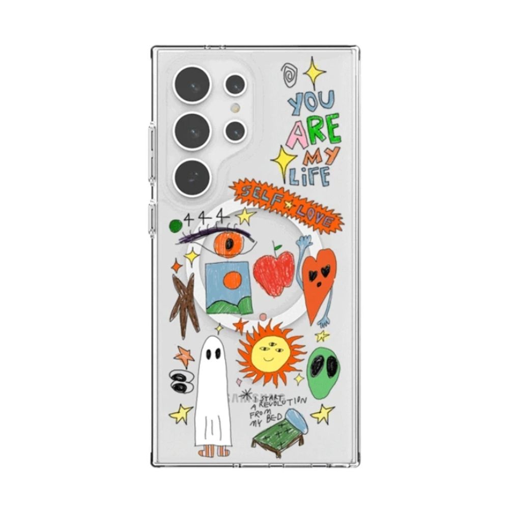 핸드폰보호 케이스 빈티지 유니크 스케치 투명