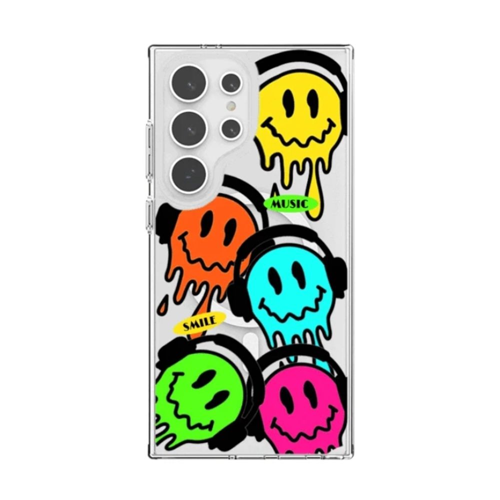 핸드폰보호 갤럭시 케이스 뮤직 스마일 투명